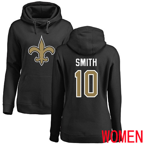 New Orleans Saints Black Women Tre Quan Smith Name and Number Logo NFL Football 10 Pullover Hoodie Sweatshirts